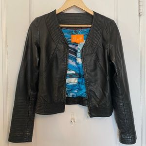 Black leather cropped jacket